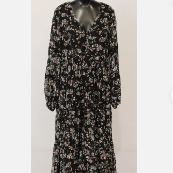 Arula Women's Floral Long Sleeve V-Neck Maxi Dress 2X NWT - Picture 2 of 8